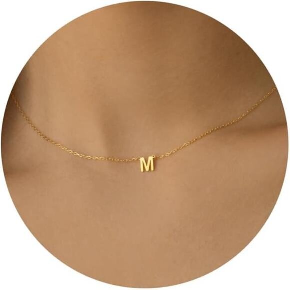 Necklaces 14k Gold Plated Dainty Gold Letter Necklace Tiny Initial Pendant - Picture 1 of 7